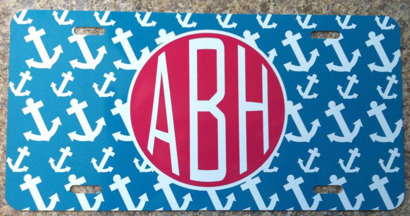 Anchor license plate with monogram