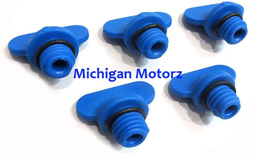 Blue water drain plug screw kit (5) mercruiser exhaust manifold - 22-806608a02