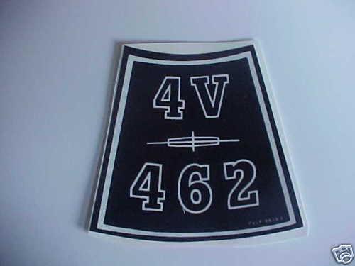 1966-1967 lincoln continental 462 airbreather decal
