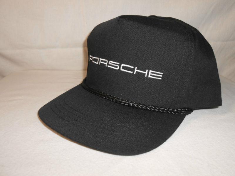 Porsche snap back hat, black embroidered baseball cap, one size fits most  