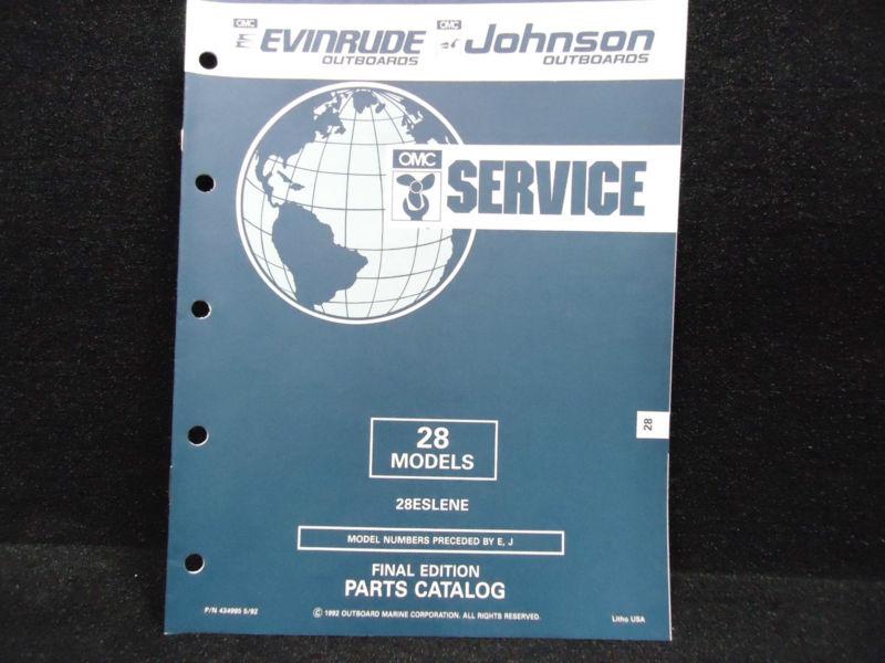 1992 omc,johnson/evinrude parts catalog# 0434985/434985 28 models  marine boat