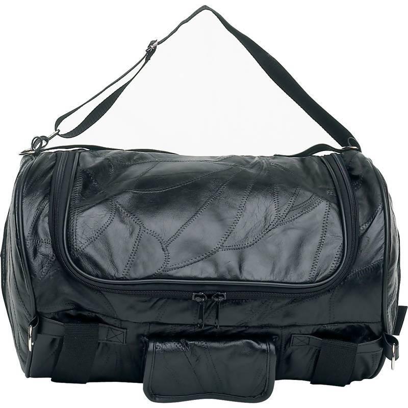 15-1/2" mosaic genuine leather universal motorcycle luggage rack barrel bag
