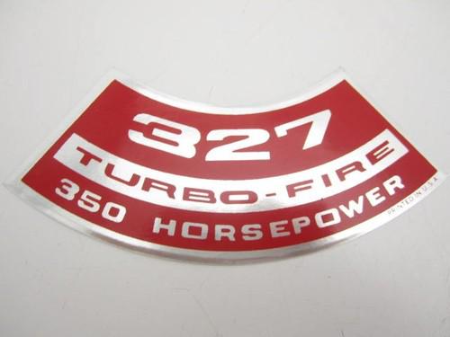 Corvette new air cleaner decal "327 turbo-fire 350 horsepower" 1966-1968