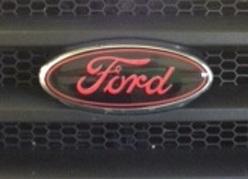 Ford f-150 grill emblem vinyl  decal (overlay) black / red lettering 2004-2013