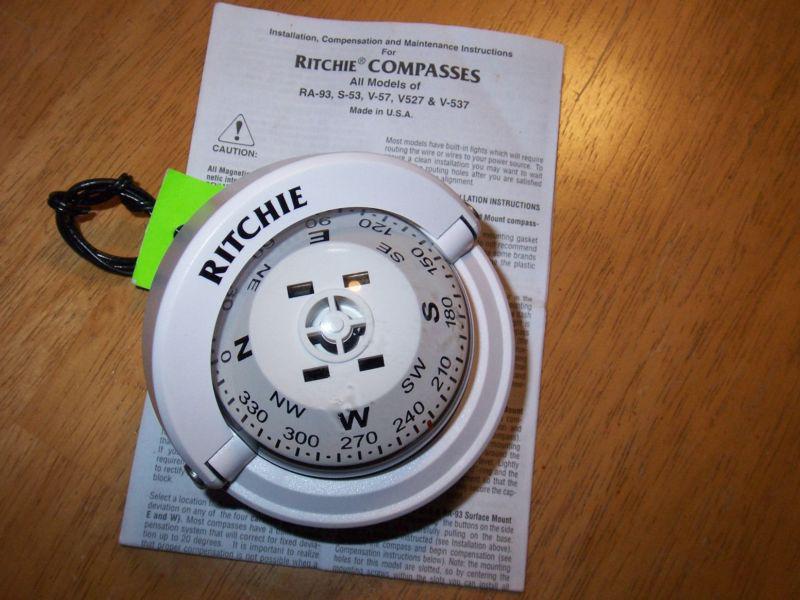 ritchie compass s-53w surface mount marine sailboat power boat compass 