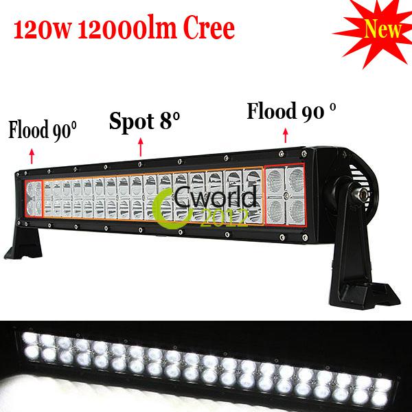120w 24" cree led spot flood combo work bar diving light lamp off road 4wd 4x4