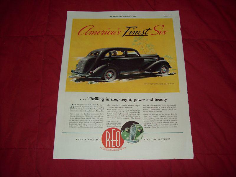 1936 reo car ad- america's finest six