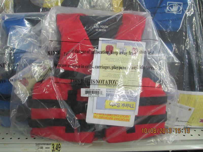 Stearns 50-90 lbs foam uscg approved youth vest nip red