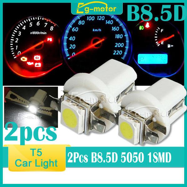 2x  5050 t5 b8 .5d 1smd led light car indicator side dashboard lamp white bulb