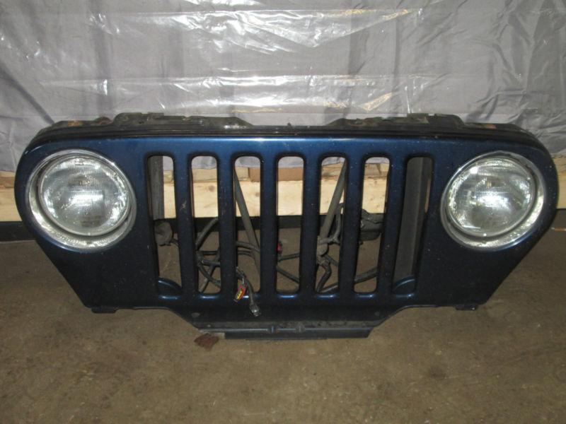 Jeep wrangler tj 97-06 factory front grill with lights bezels and wiring blue