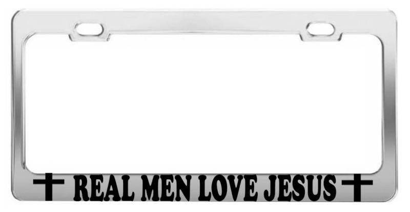 Real men love jesus #1 car accessories chrome steel tag license plate frame