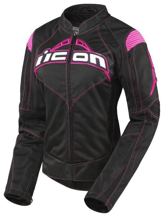 Icon contra motorcycle jacket black/pink women's sm/small
