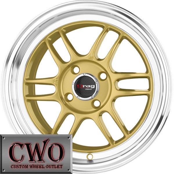 15 gold drag dr-21 wheels rims 4x100 4 lug civic mini miata g5 cobalt xb integra