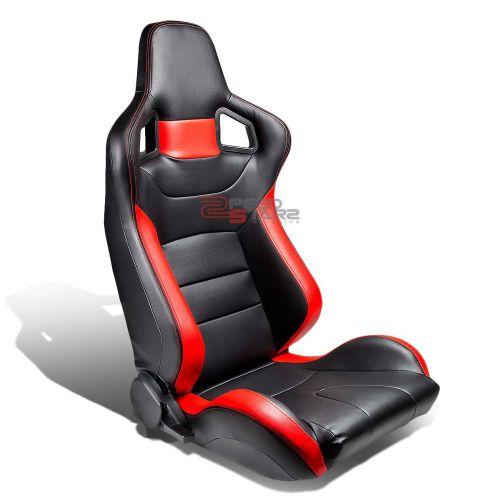 Pvc leather high-head red sports style racing seats+universal sliders right side