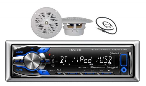 New kmr-m312bt boat mp3 usb ipod iphone bluetooth receiver 4&#034; new white speakers