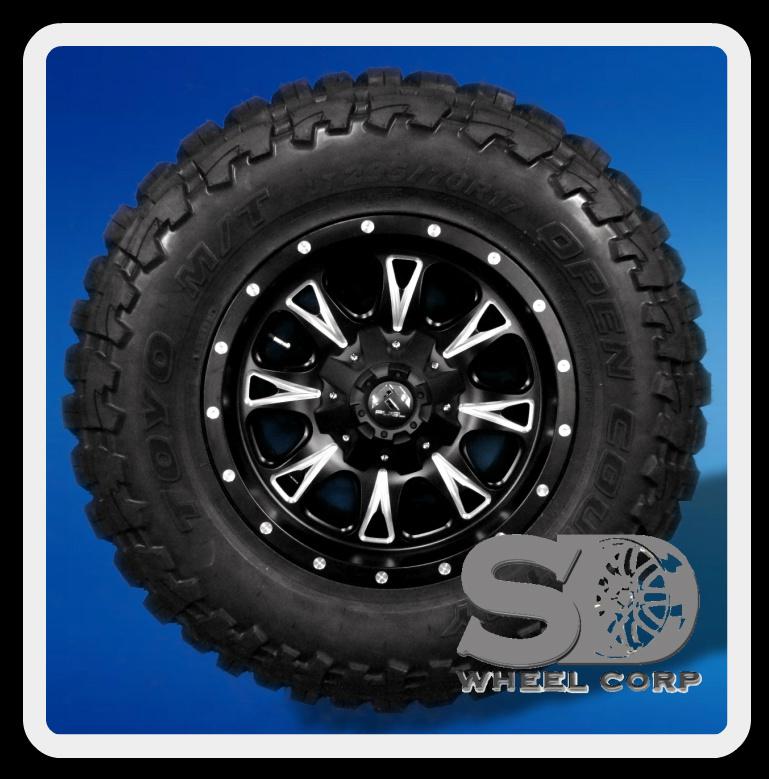 17" wheels rims fuel off-road throttle with 295/70/17 toyo open country mt tires
