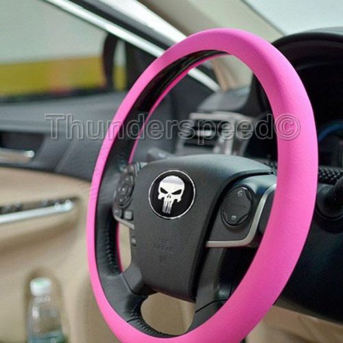 Auto car leather texture soft silicone steering color pink wheel cover shell