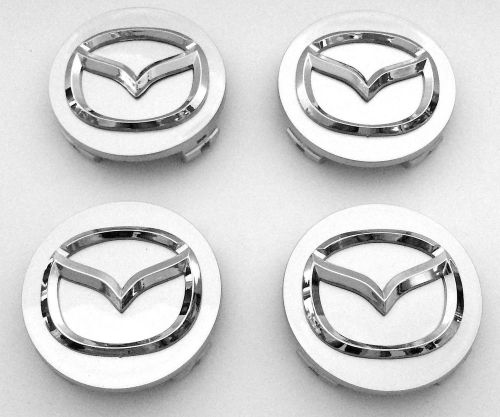4 x alloy wheel hub center caps mazda 56mm silver chromed logo set of four