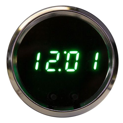 Automotive digital clock green leds chrome bezel made in usa! intellitronix dash
