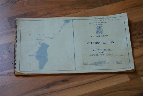Old vintage 1969 engineers us army lake survey chart 720 winnebago fox river wis