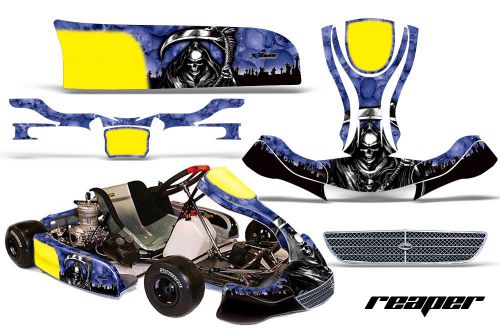 Amr racing graphics kg evo stilo kart sticker decal kit wrap reaper blue