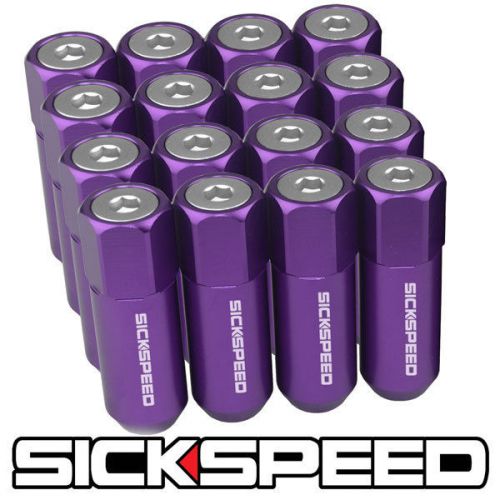 16 purple/polished capped aluminum 60mm extended lug nuts wheels 1/2x20 l30