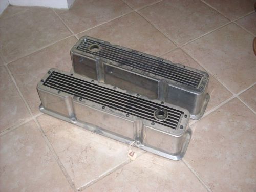 Sbc small block chevy tall valve covers polished edelbrock chevrolet