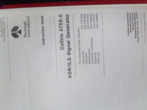 Collins 479s-6 vor/ils signal genrator maintenance manual