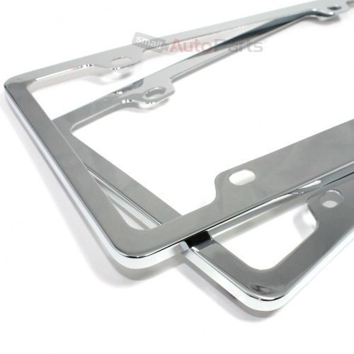 2 chrome elegant metal custom license plate tag frames for auto-car-truck-suv