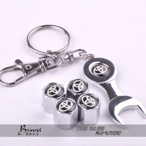 Toyota car wheel tire valve caps with mini wrench &amp; keychain for