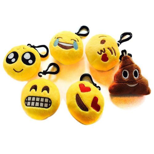 6 pcs emoji key chains strap emoticon poop stuffed plush toy doll pillow new