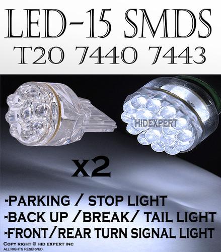 Abl 1 pair rear side marker signal super white 15 led bulbs for t20 7440 vh2