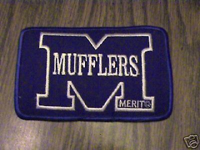 Merit mufflers company logo advertising store employee auto parts badge patch