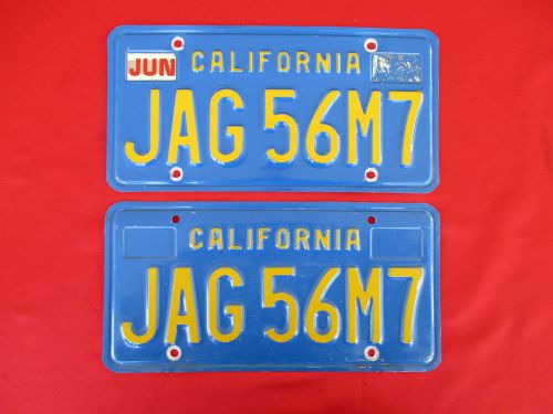 Rare pair of 1956 jaguar m7 california license plates jag56m7 1969 – 1980 blue