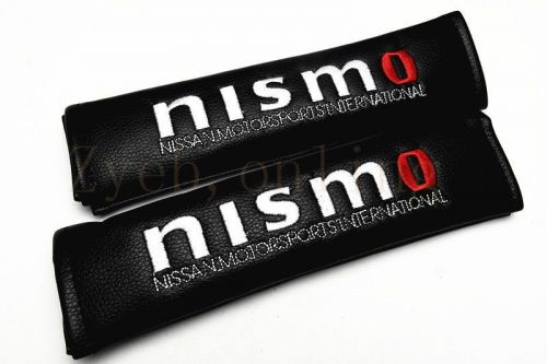 2pcs nismo car seat modified parts black leather seat belt shoulder pads cushion