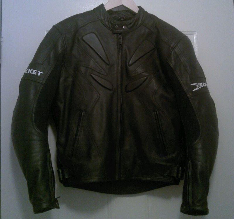 Joe rocket black leather armoured motorcycle racing jacket size 44.