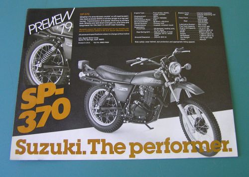 Suzuki motorcycle dealer sales preview brochures dr370  sp370  1979 two sheets