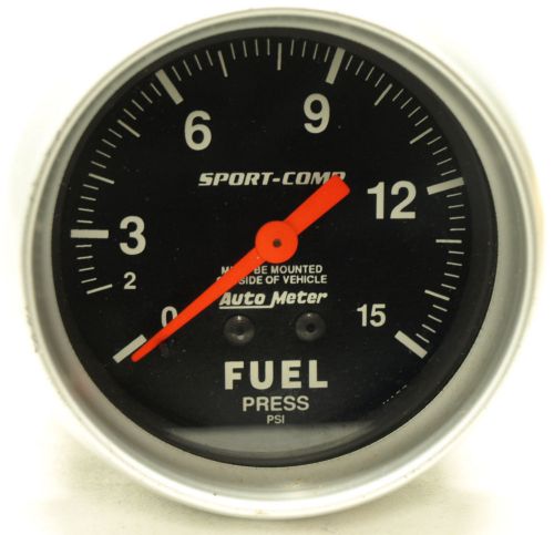 Auto meter sport comp gauge 2 5/8&#034; fuel pressure 0-15 psi - made in usa
