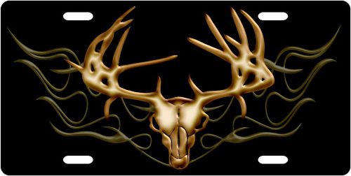 Deer skull with flames license plate