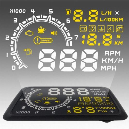 5.5&#034; inch obdii obd2 head up display hud kmh mph voltage speed warning system us