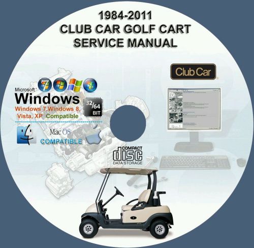 Club car golf cart service repair manual cd 1984-2011 gas and electric