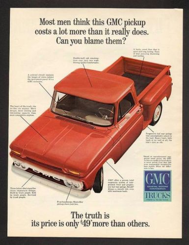 1966 gmc pickup step side truck original general motors print ad  gift 1965 1964