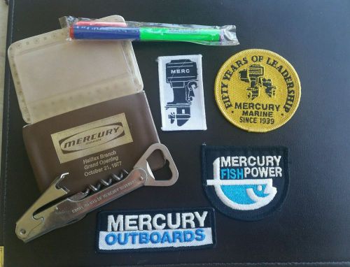 Mercury marine lot of collectibles pen patches card holder &amp; more