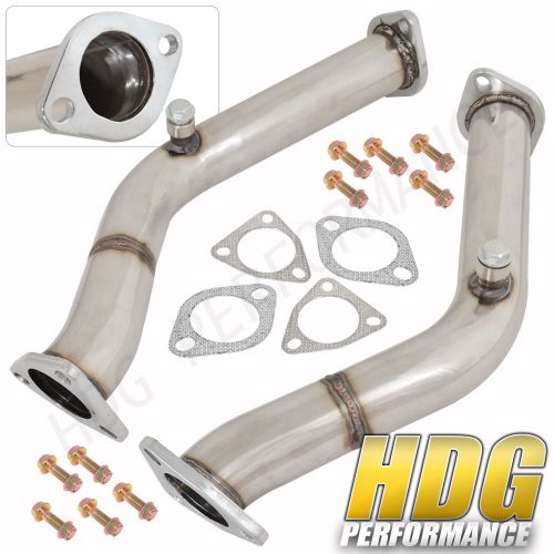 Fit 350z z33 g35 v35 dual stainless steel header exhaust high flow test pipes