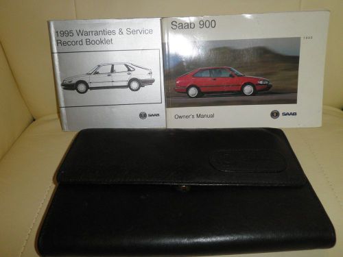 1995 saab 900 manual &amp; service record book with leather case