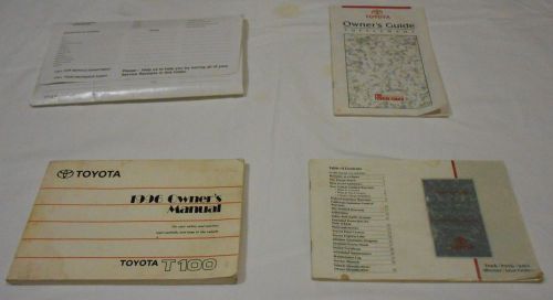 1996 toyota t100 , t 100 owner manual 4/pc.set. &amp; white cardboard dealer case