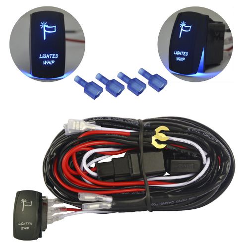 Relay wiring harness for  conversion kit,  lighted whip blue led light switch