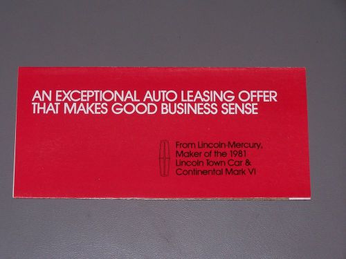 1981 lincoln mercury sales brochure continental mark vi &amp; town car nos