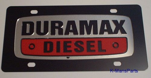 Chevrolet duramax diesel emblem black stainless steel vanity license plate tag