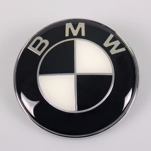 Bmw 82mm hood / trunk emblem (black + white) us seller + fast shipping